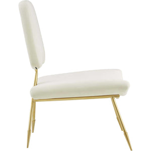 Palmer Upholstered Velvet Lounge Chair Ivory