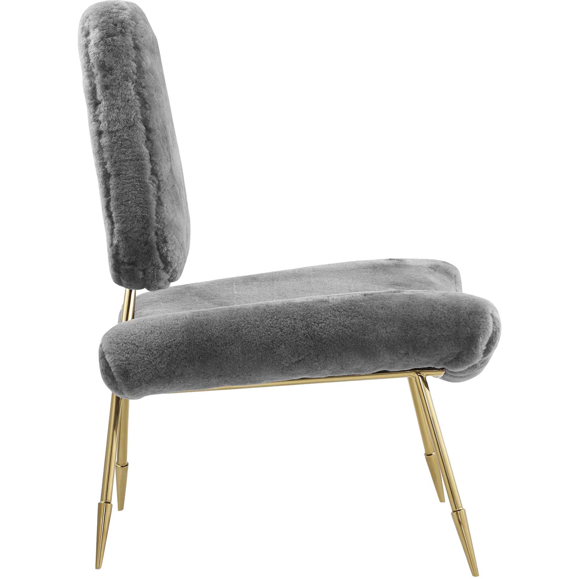 Palmer Upholstered Sheepskin Fur Lounge Chair Gray