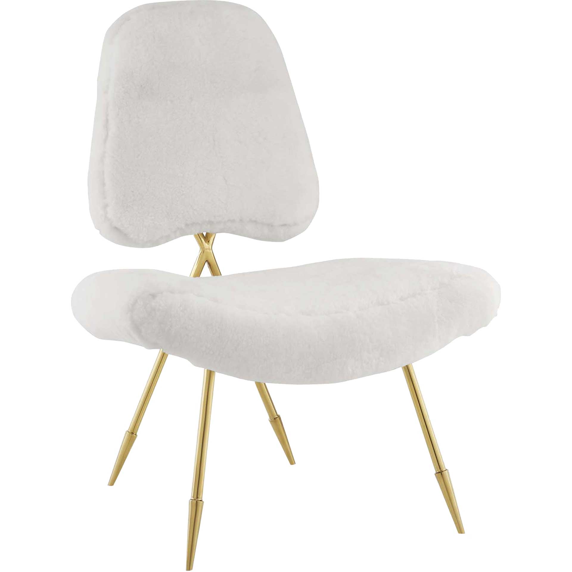 Palmer Upholstered Sheepskin Fur Lounge Chair White