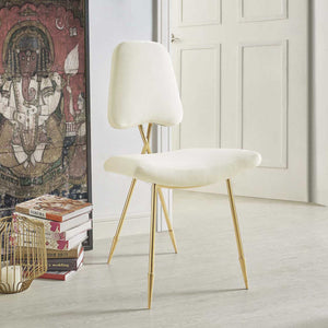 Palmer Upholstered Velvet Side Chair Ivory