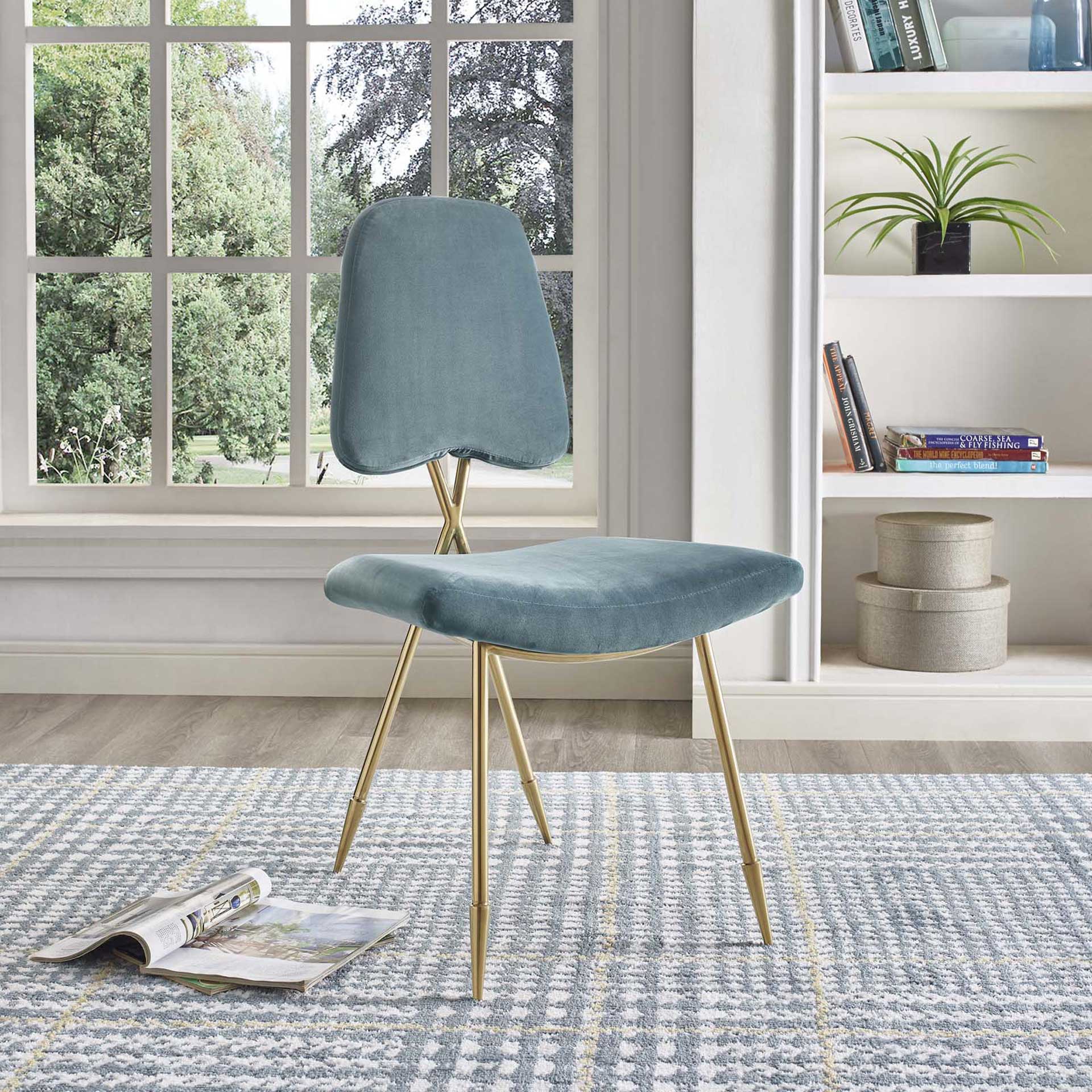 Palmer Upholstered Velvet Side Chair Sea Blue