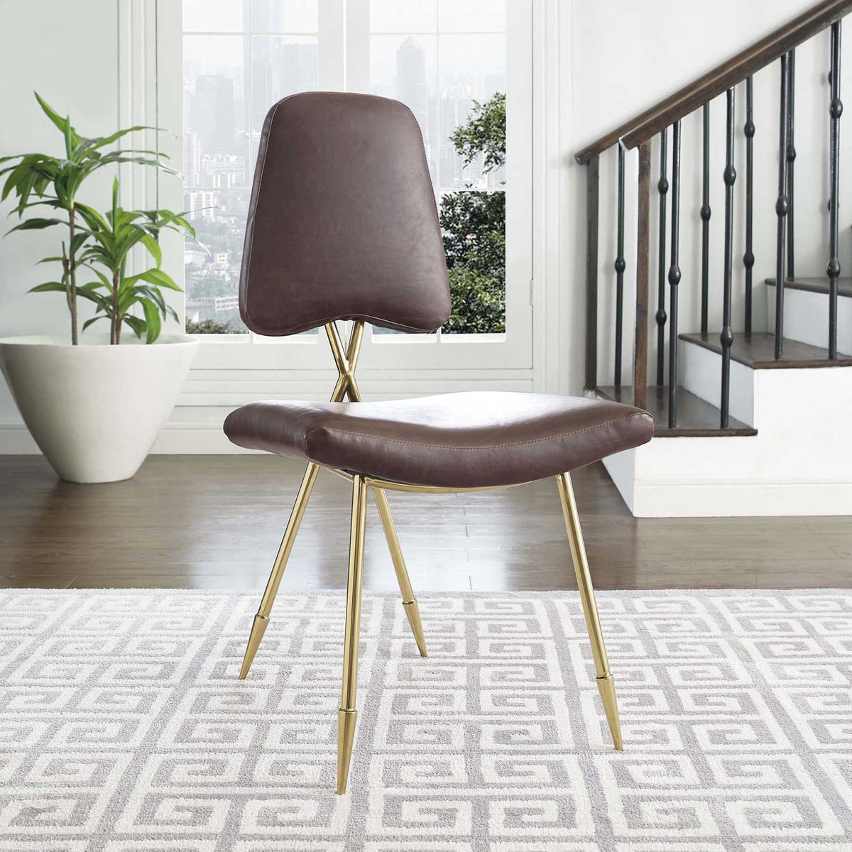 Palmer Faux Leather Dining Side Chair Brown