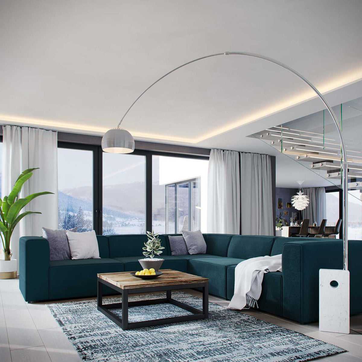 Maisie 5 Piece Corner Sectional Sofa Blue