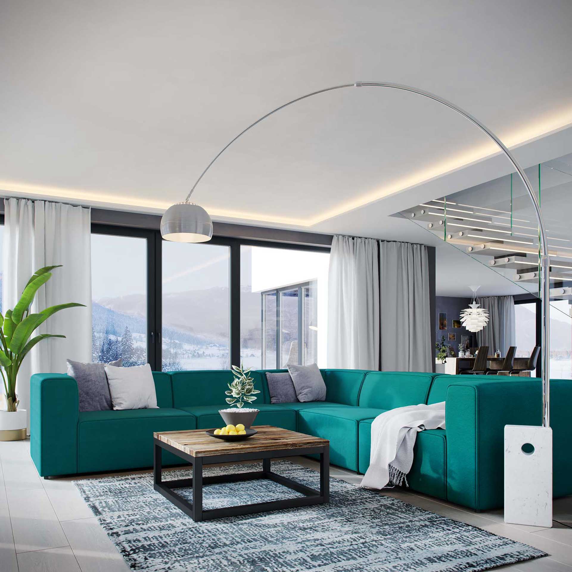 Maisie 5 Piece Corner Sectional Sofa Teal