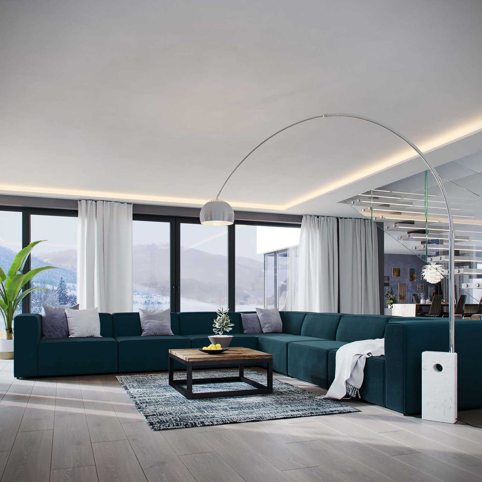 Maisie 7 Piece Corner Sectional Sofa Blue