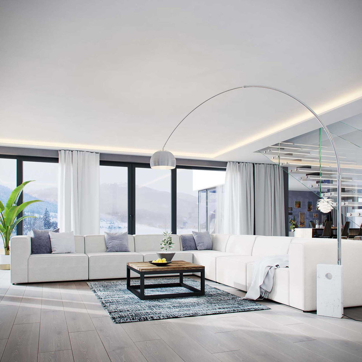 Maisie 7 Piece Corner Sectional Sofa White