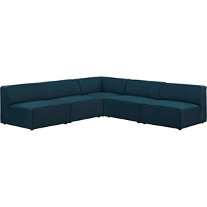 Maisie 5 Piece L-Shaped Armless Sectional Sofa Blue
