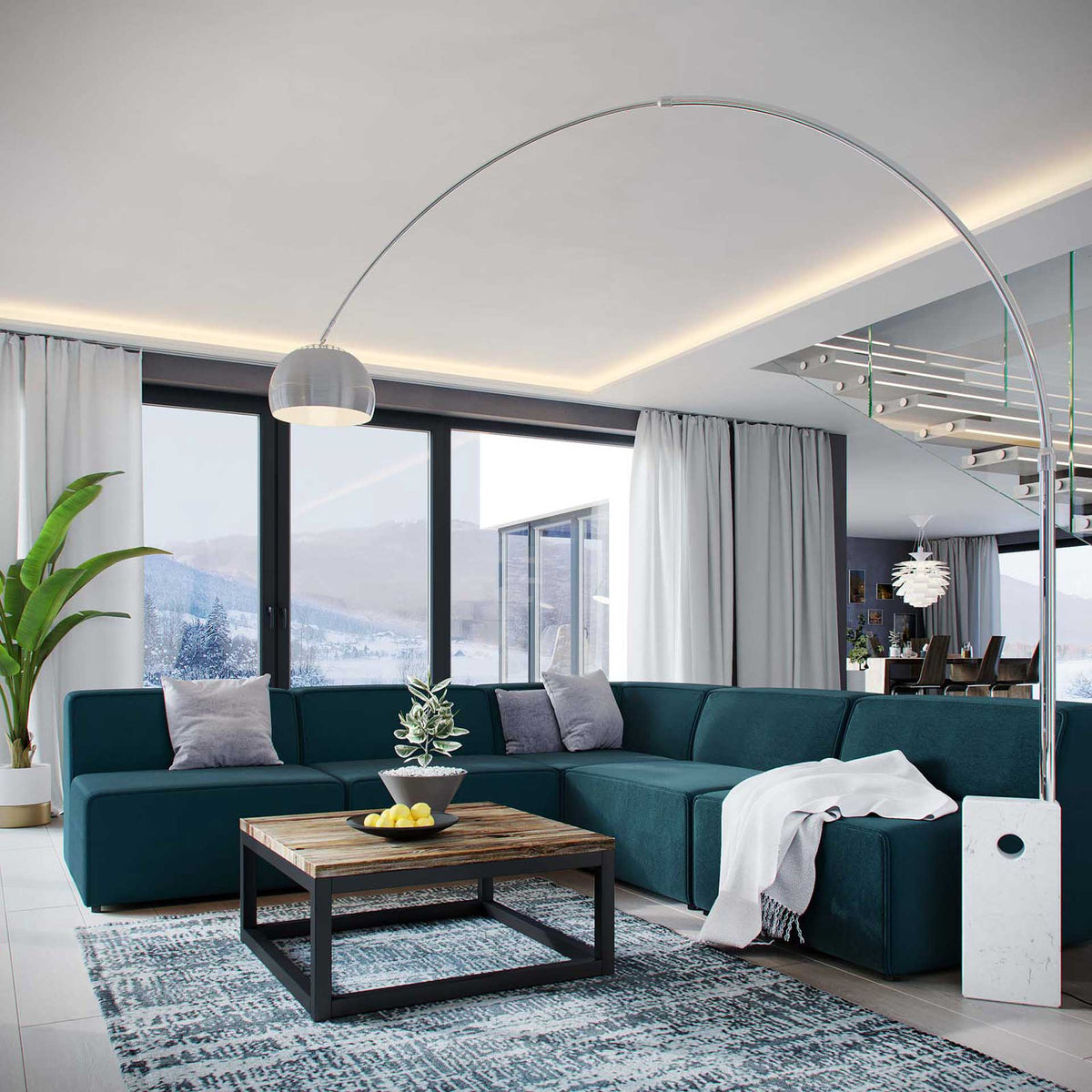 Maisie 5 Piece Armless Corner Sectional Sofa Blue