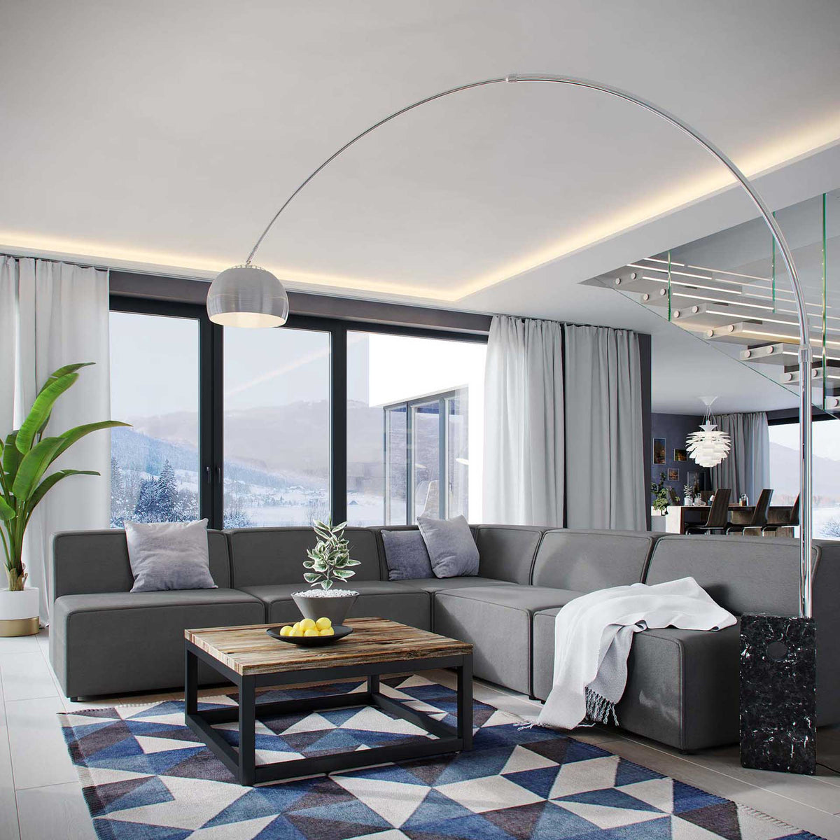 Maisie 5 Piece Armless Corner Sectional Sofa Gray