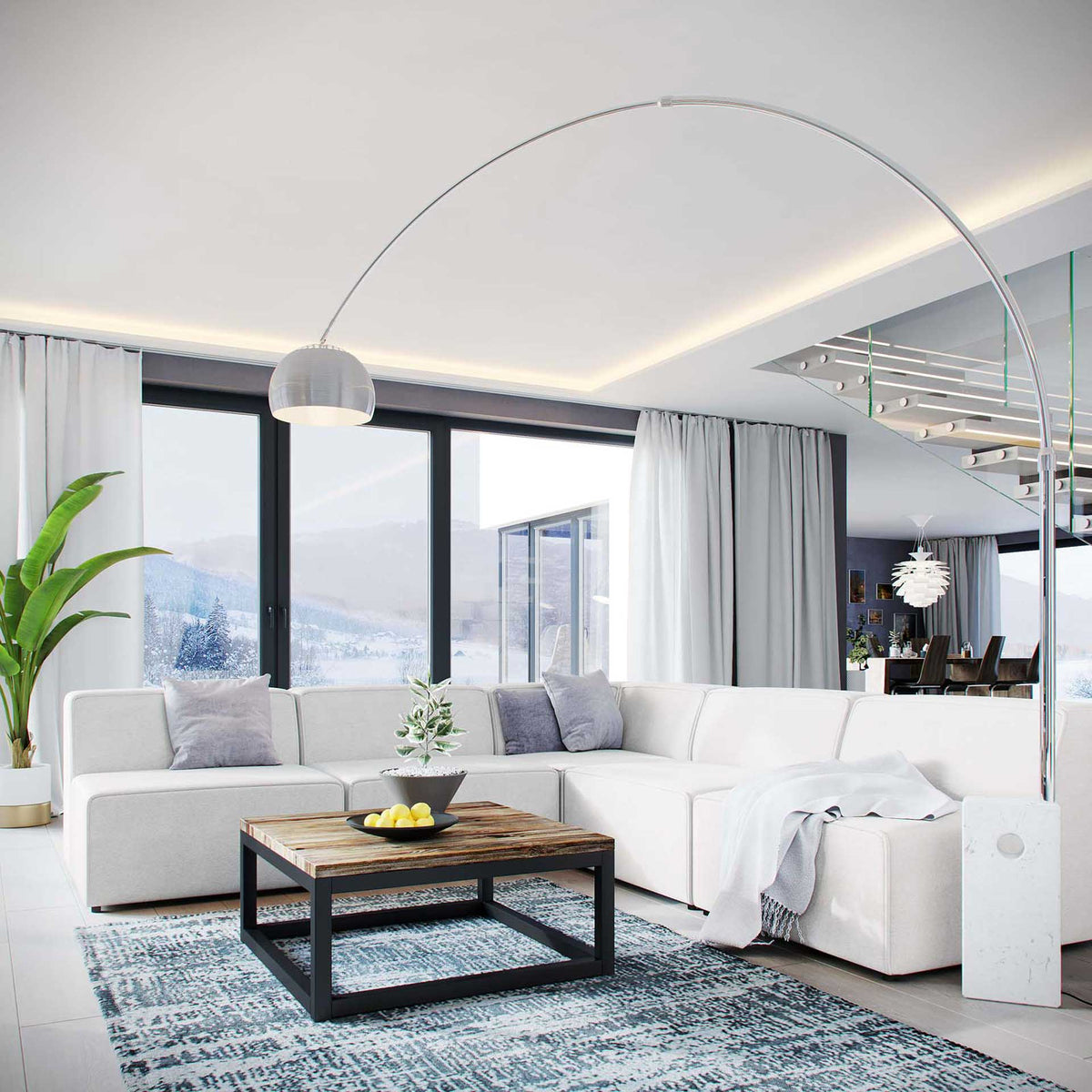 Maisie 5 Piece Armless Corner Sectional Sofa White