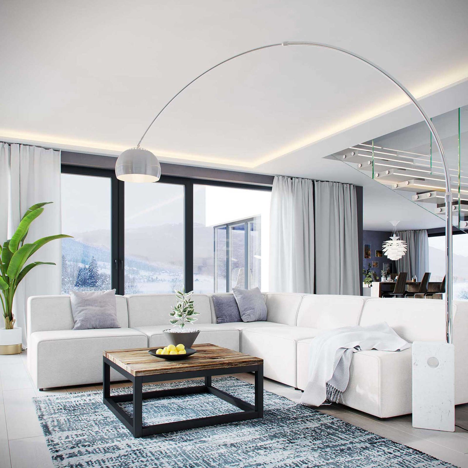 Maisie 5 Piece Armless Corner Sectional Sofa White