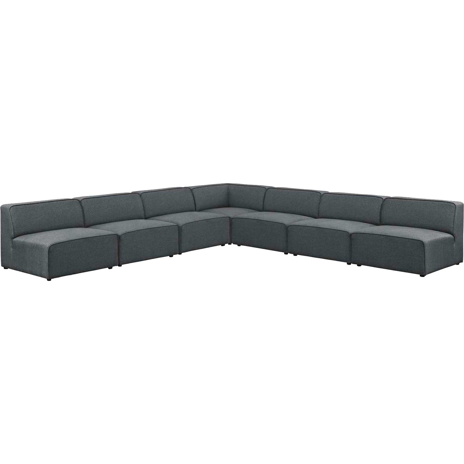 Maisie 7 Piece Armless Corner Sectional Sofa Gray