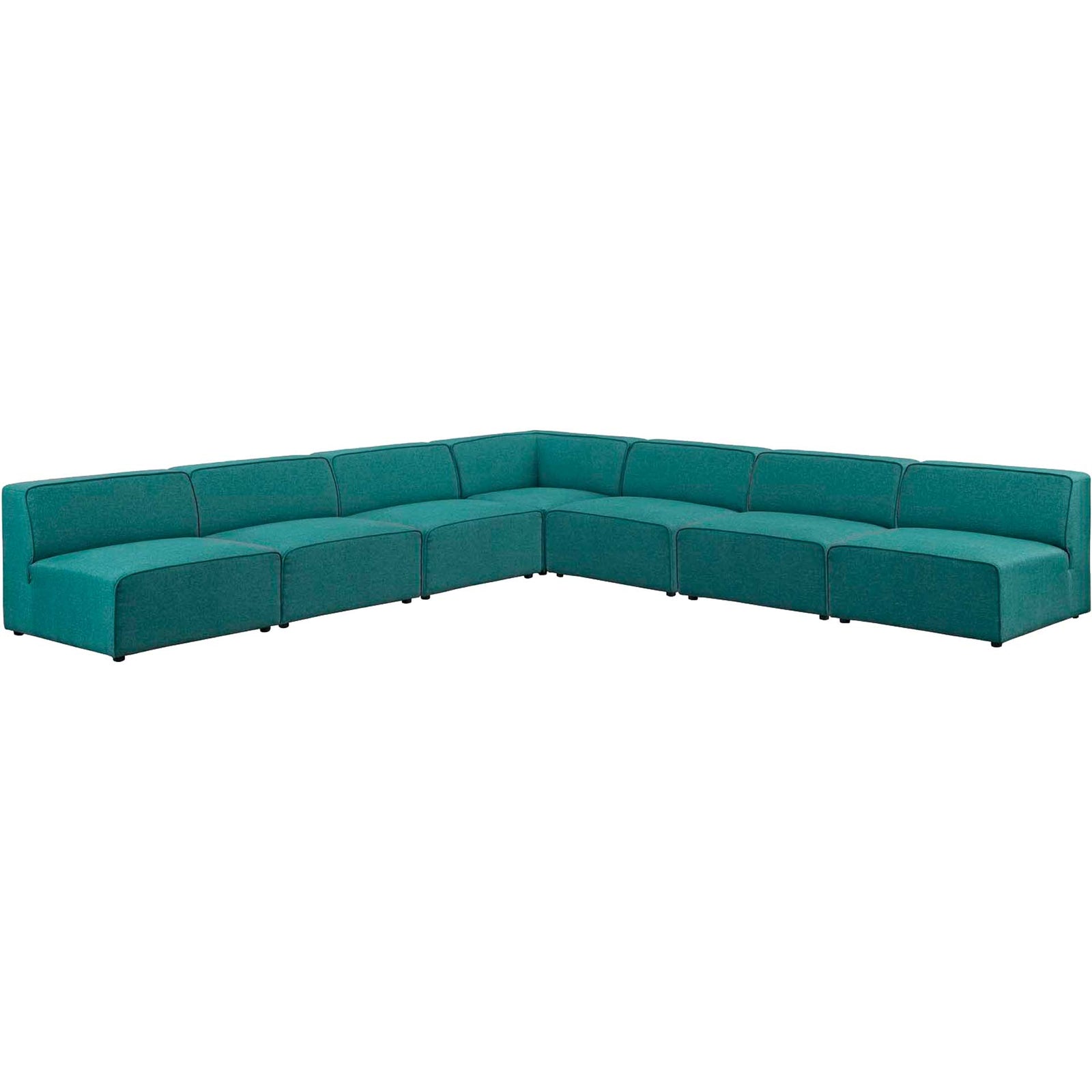 Maisie 7 Piece Armless Corner Sectional Sofa Teal