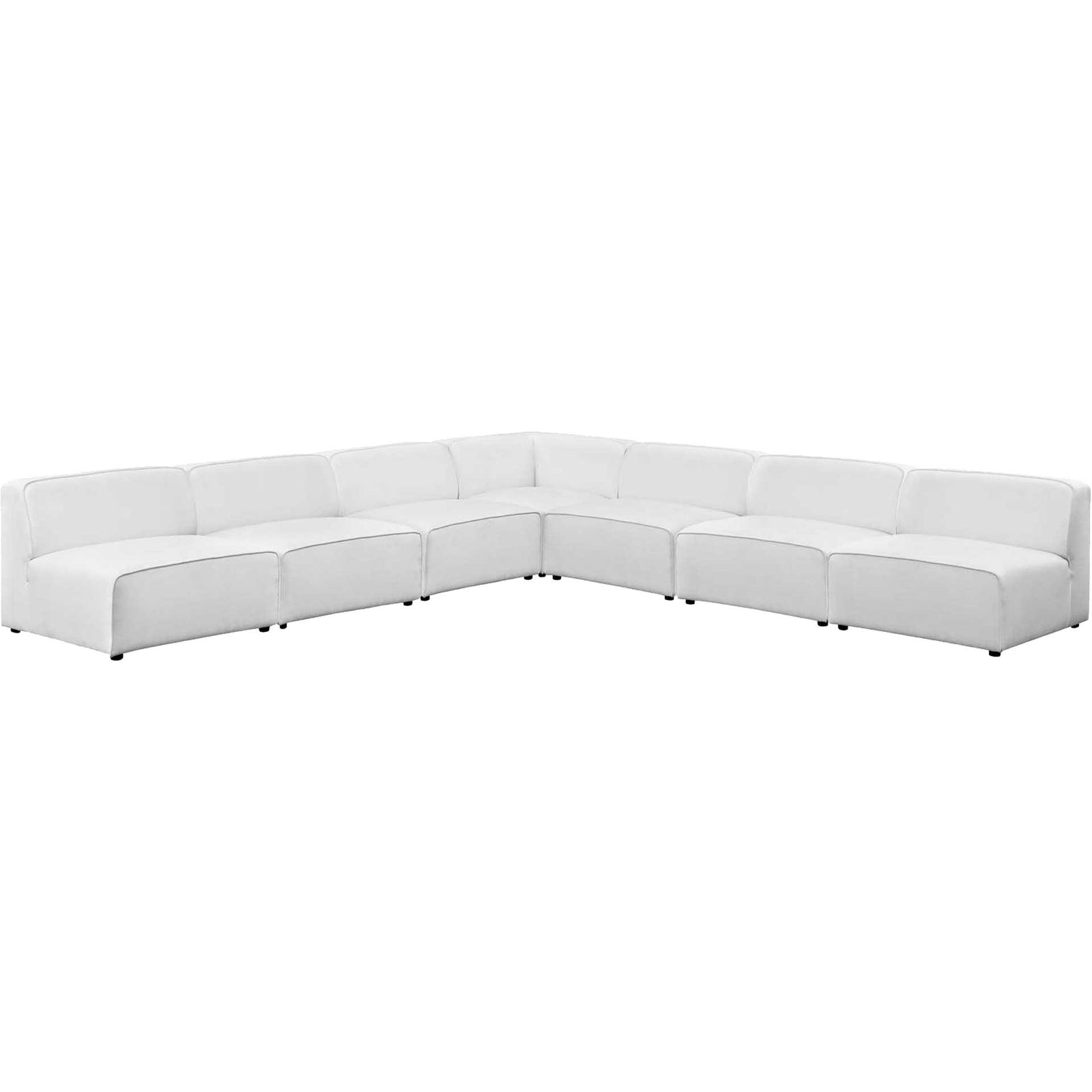 Maisie 7 Piece Armless Corner Sectional Sofa White