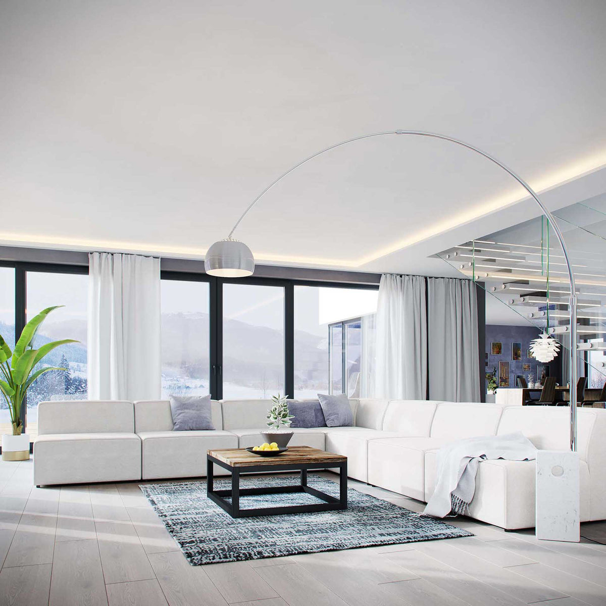 Maisie 7 Piece Armless Corner Sectional Sofa White