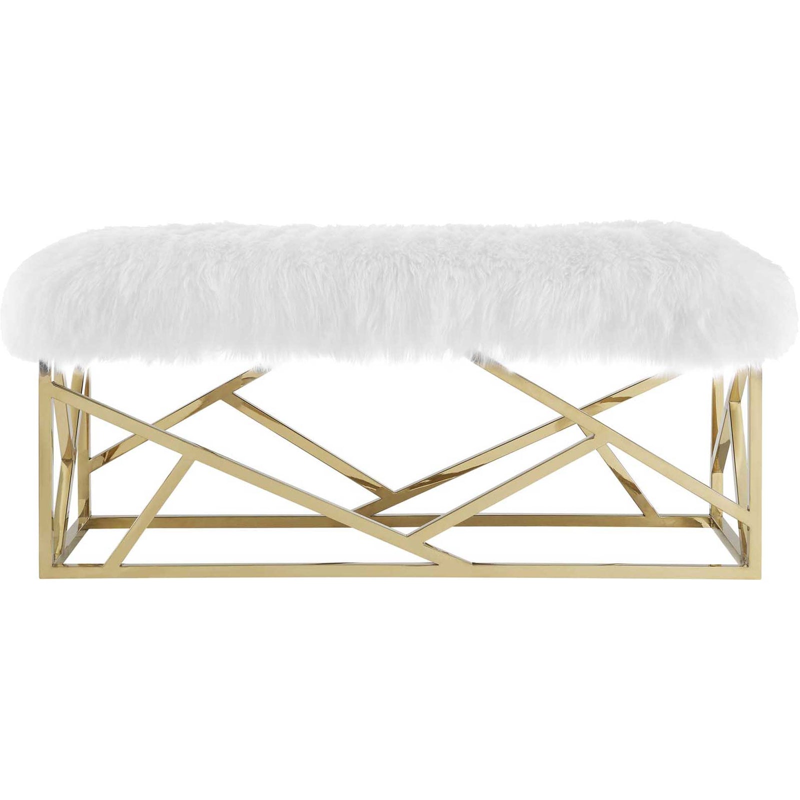 Ismael Sheepskin Bench Gold/White
