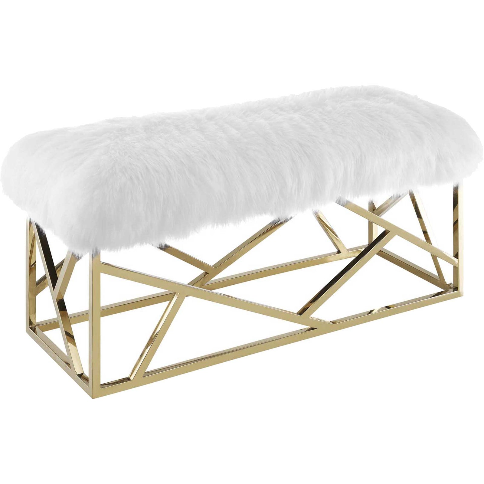 Ismael Sheepskin Bench Gold/White
