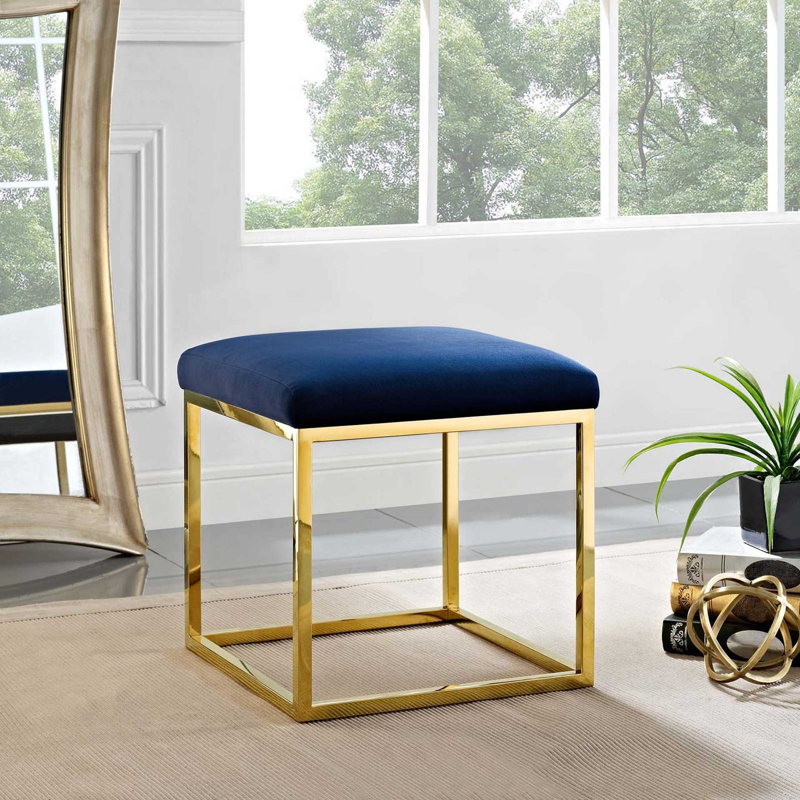 Alden Ottoman Gold/Navy