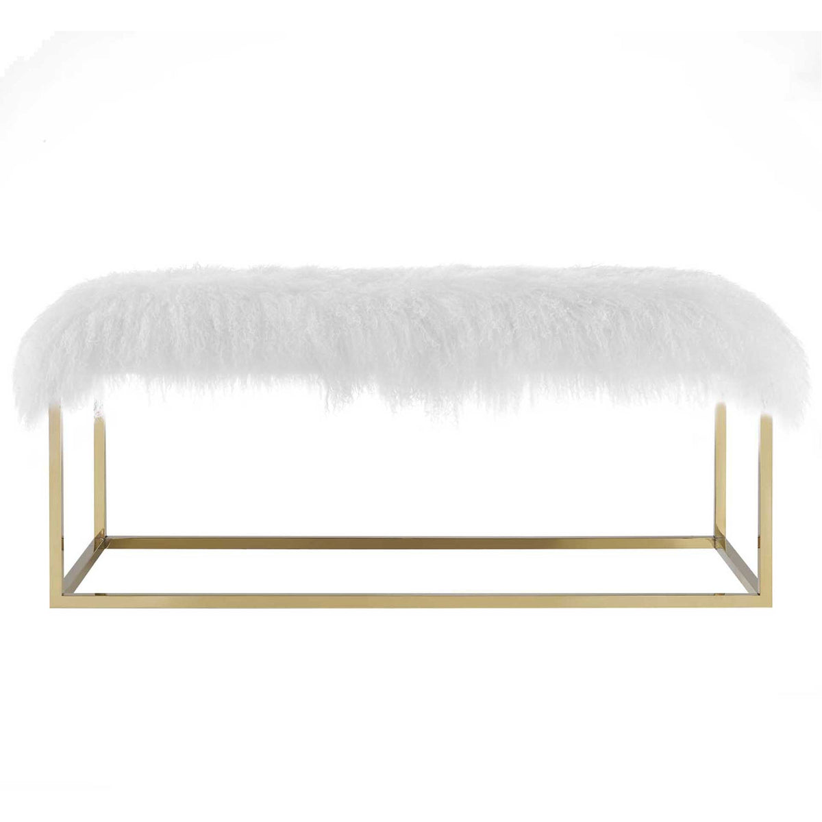 Alden White Sheepskin Bench Gold