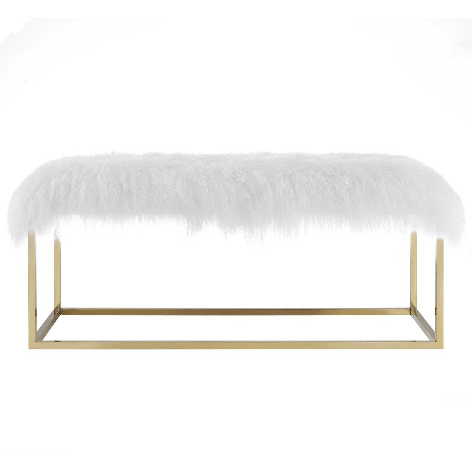 Alden White Sheepskin Bench Gold