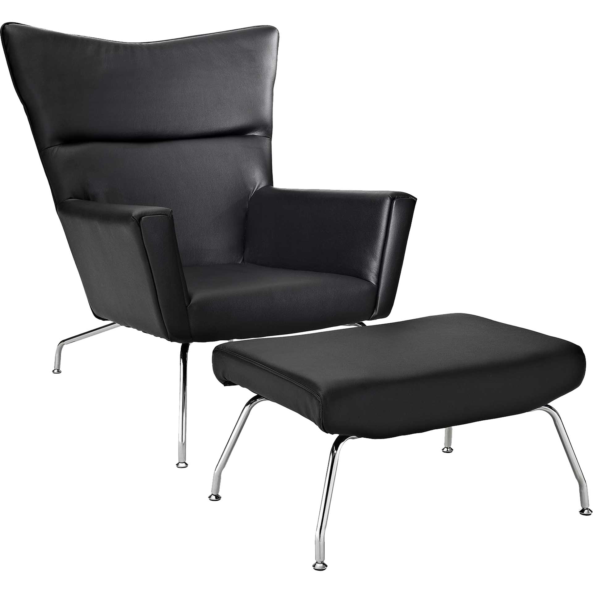 Clarell Leather Lounge Chair Black