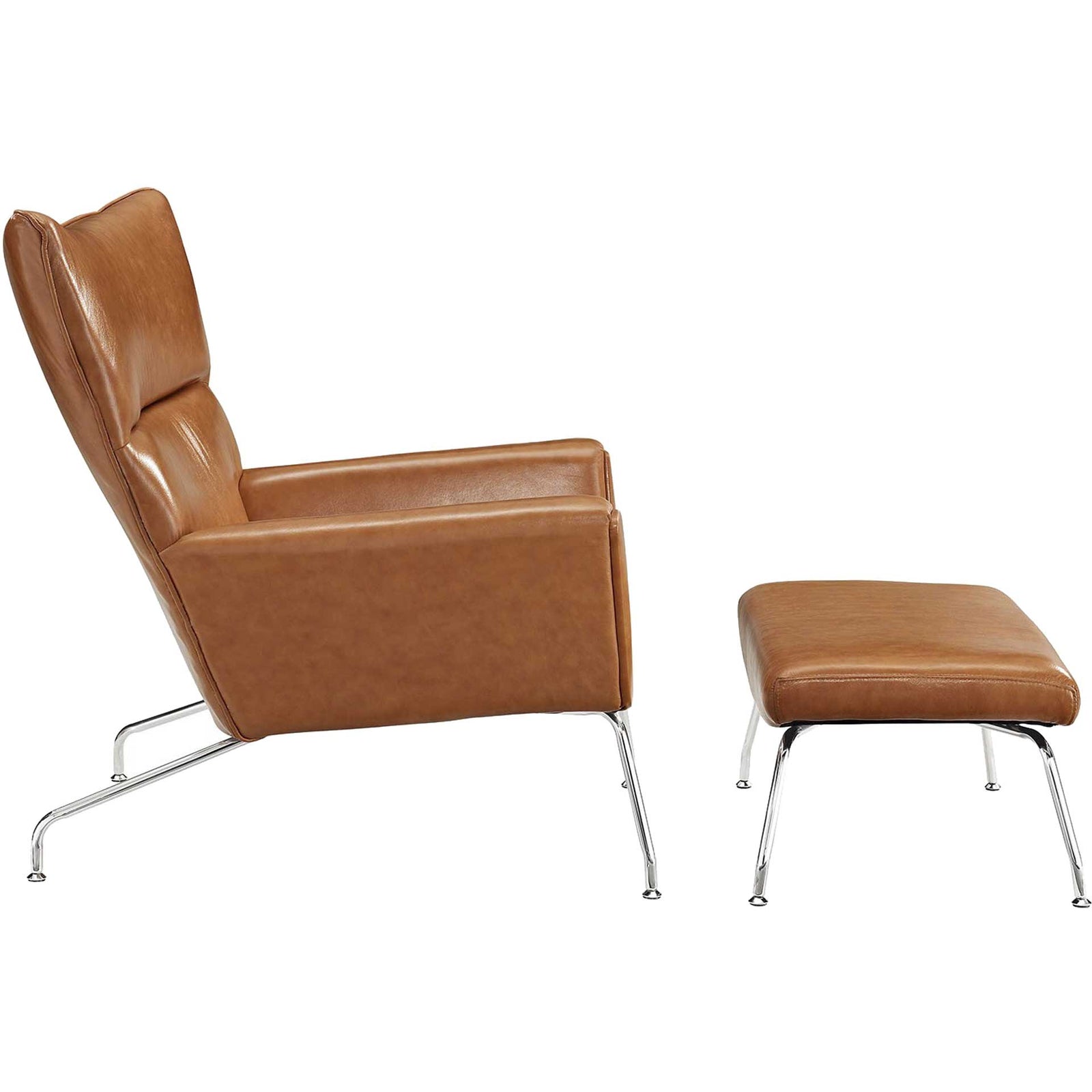 Clarell Leather Lounge Chair Tan