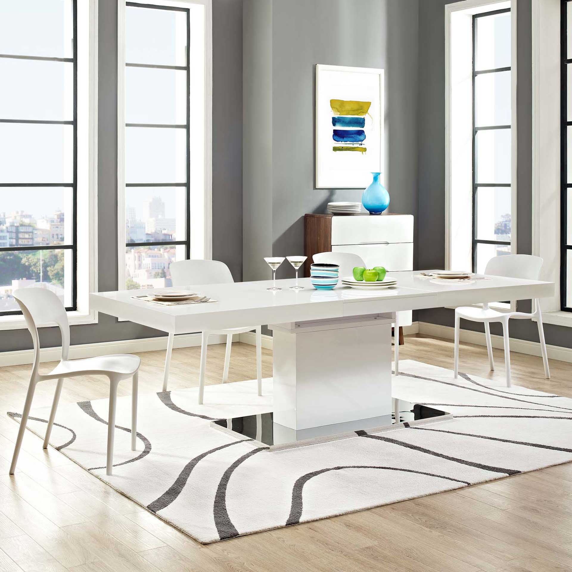 Valentino Expandable Dining Table White/Silver