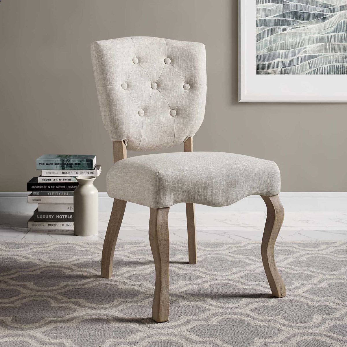 Angie Upholstered Dining Side Chair Beige