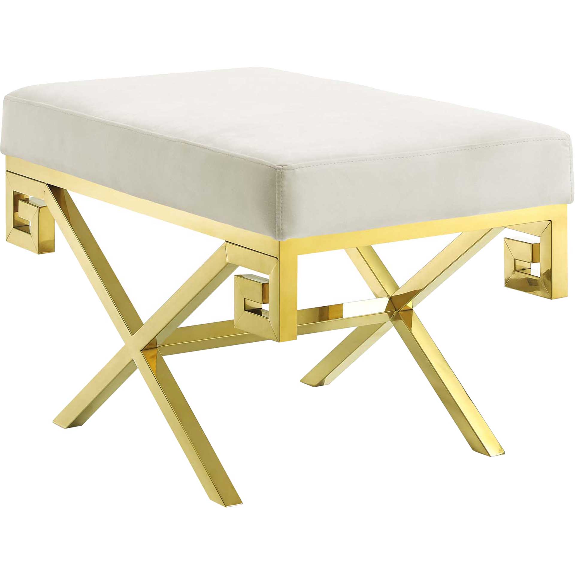 Rayna Velvet Bench Gold/Ivory