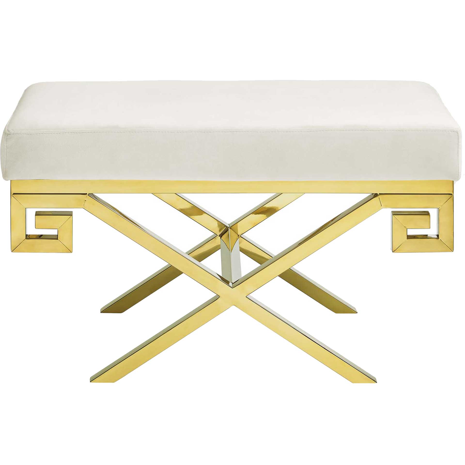 Rayna Velvet Bench Gold/Ivory