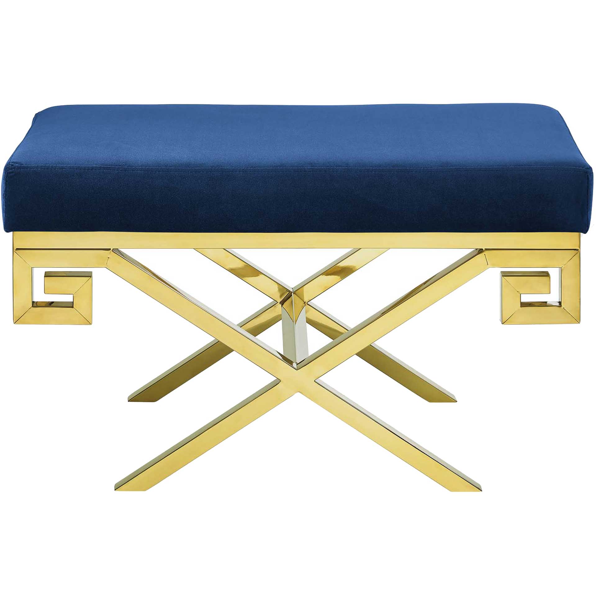 Rayna Velvet Bench Gold/Navy