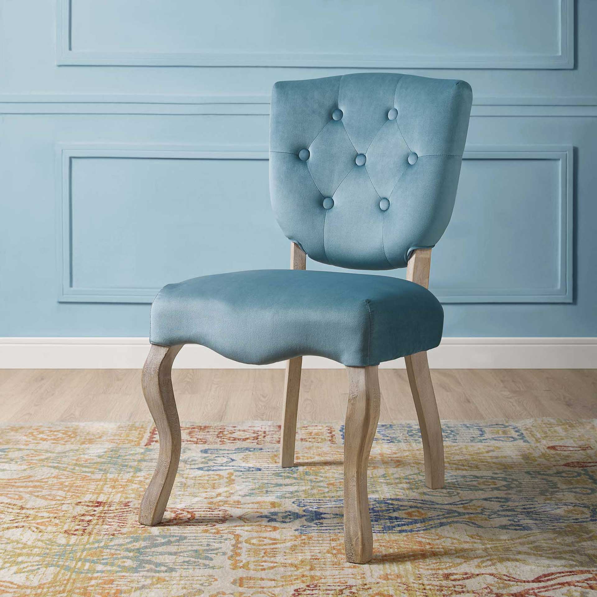 Angie Velvet Dining Side Chair Sea Blue