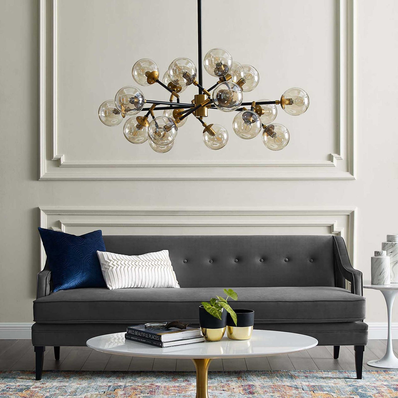 Selene 18 Light Pendant Chandelier Brass Gold/Black