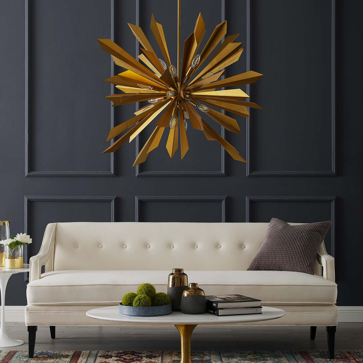 Paula Starburst Brass Chandelier Brass Gold