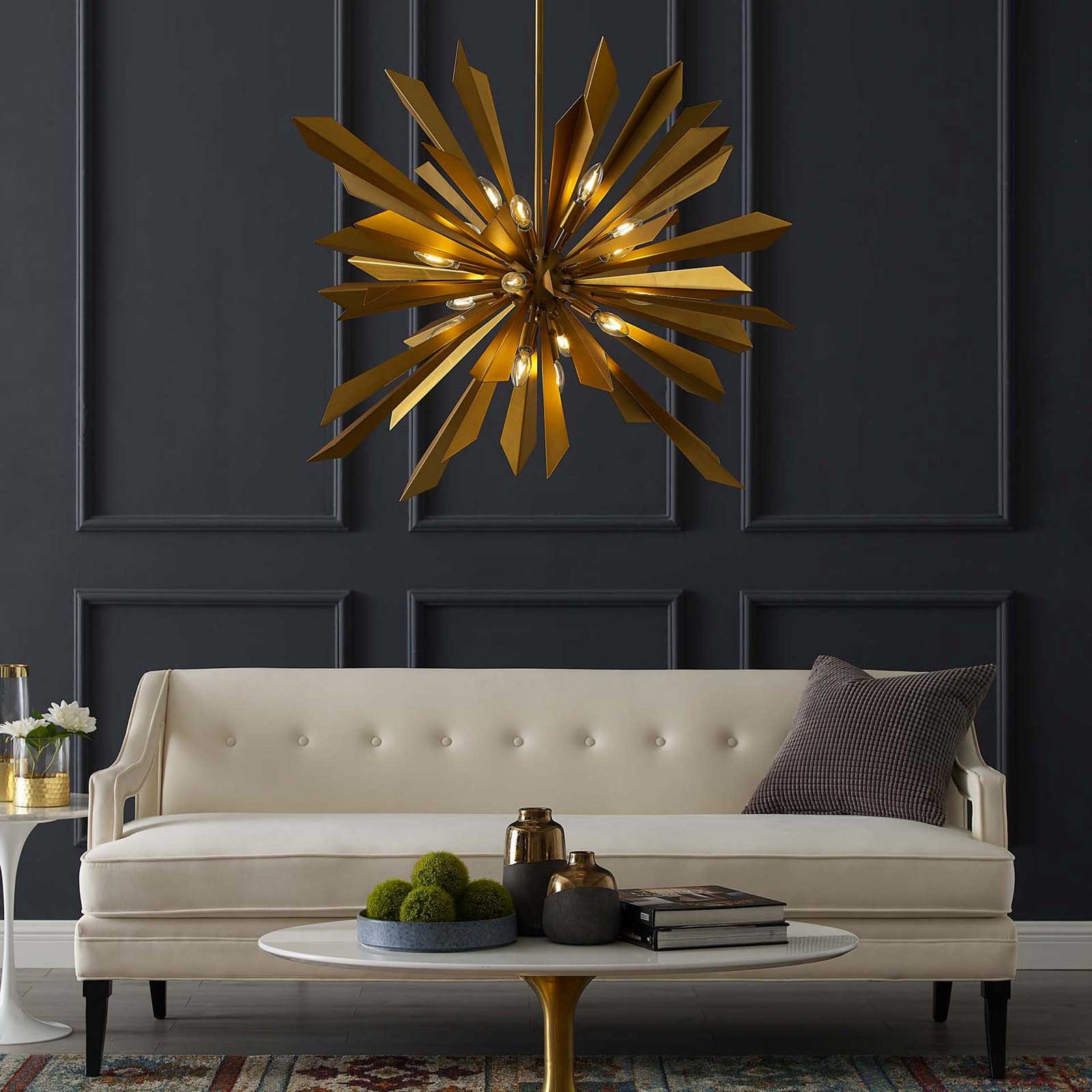Paula Starburst Brass Chandelier Brass Gold