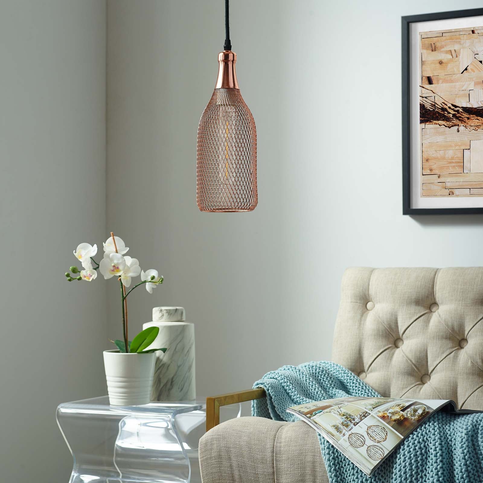 Gale Bottle-Shaped Pendant Light Rose Gold