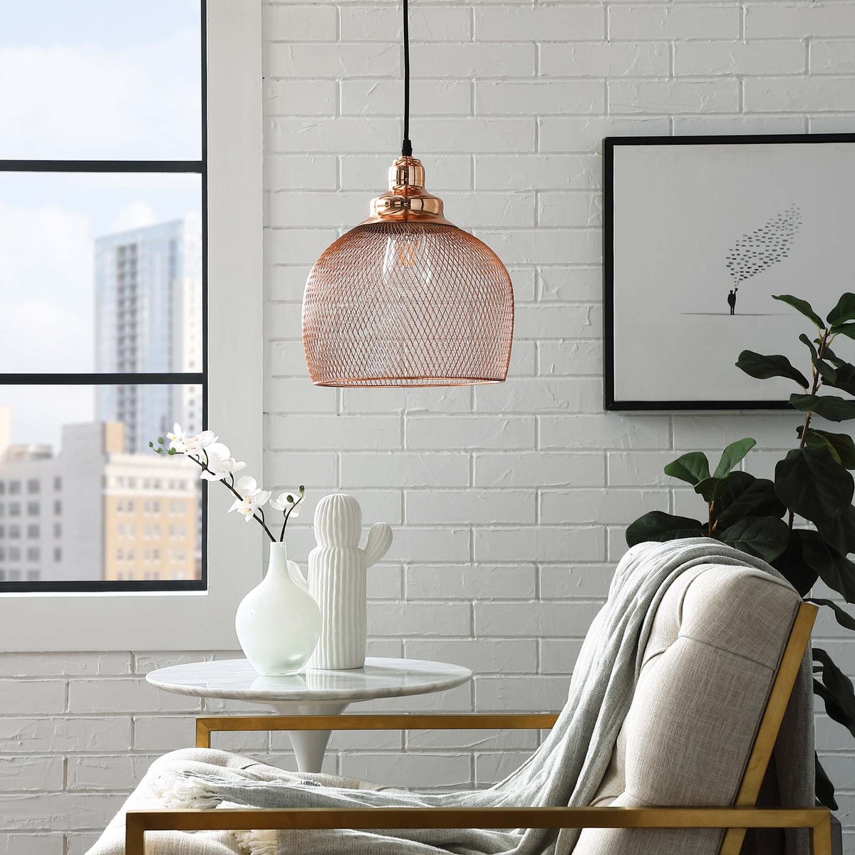 Gale Half-Sphere Pendant Light Rose Gold