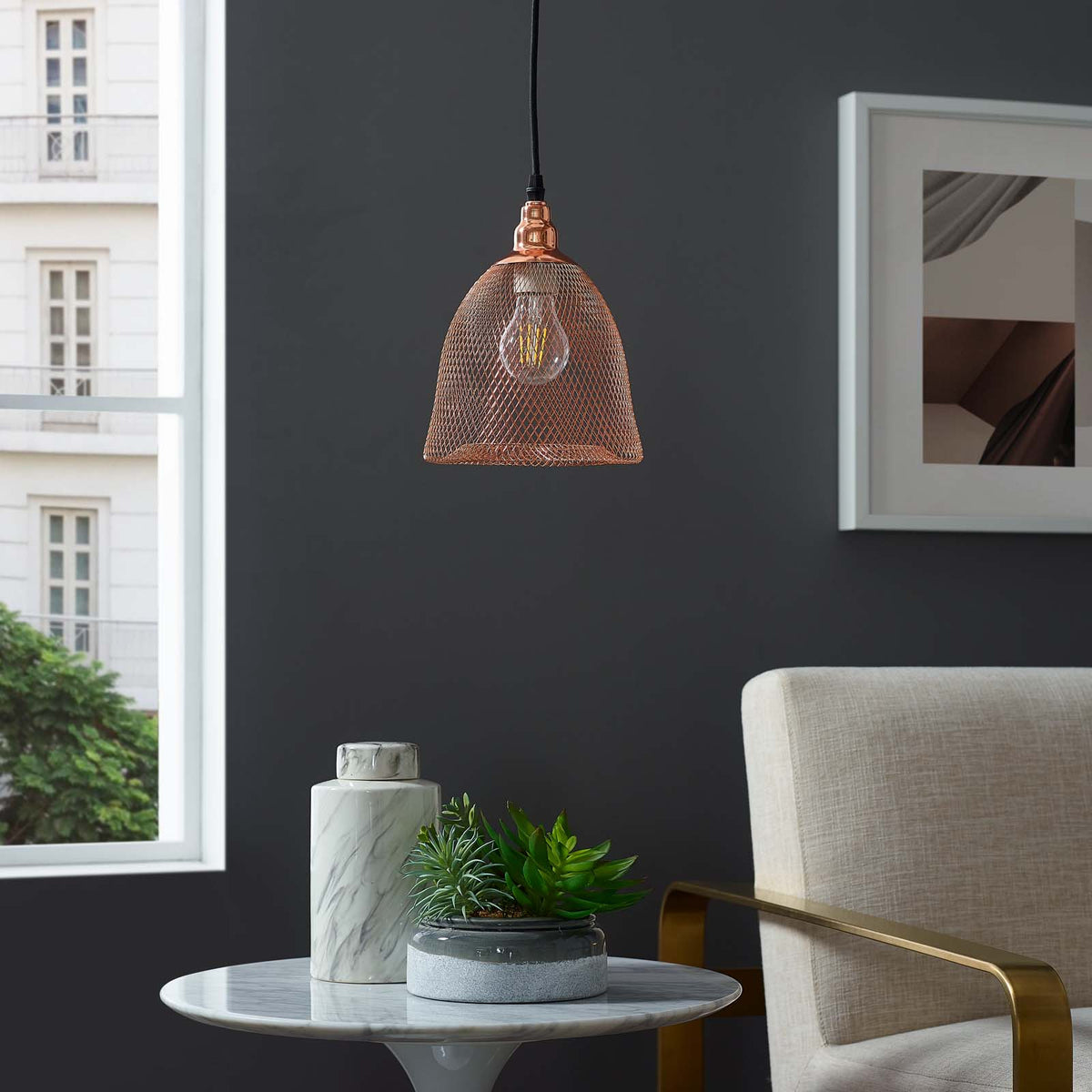 Gale Bell-Shaped Pendant Light Rose Gold