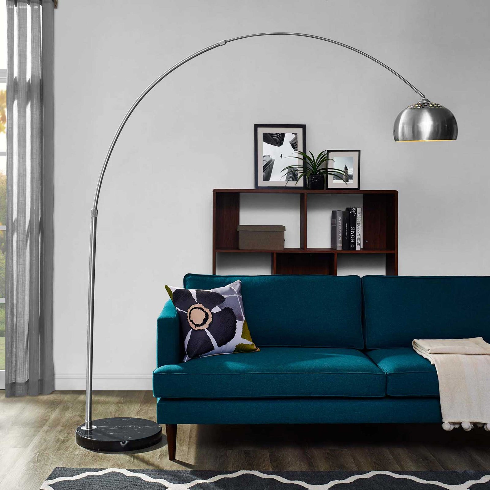 Sun Round Marble Base Floor Lamp Black