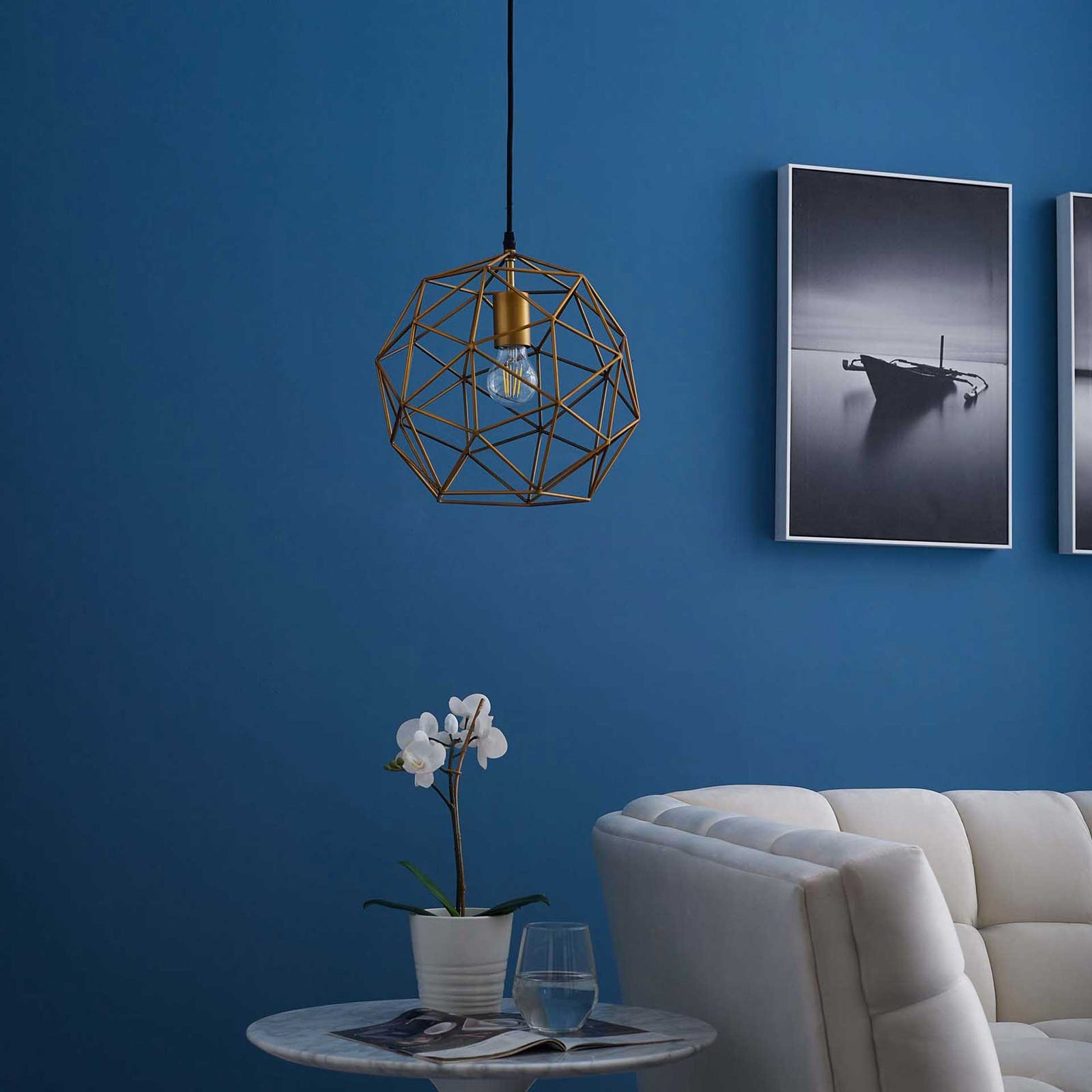 Ryder Decagon-Shaped Pendant Light Brass Gold