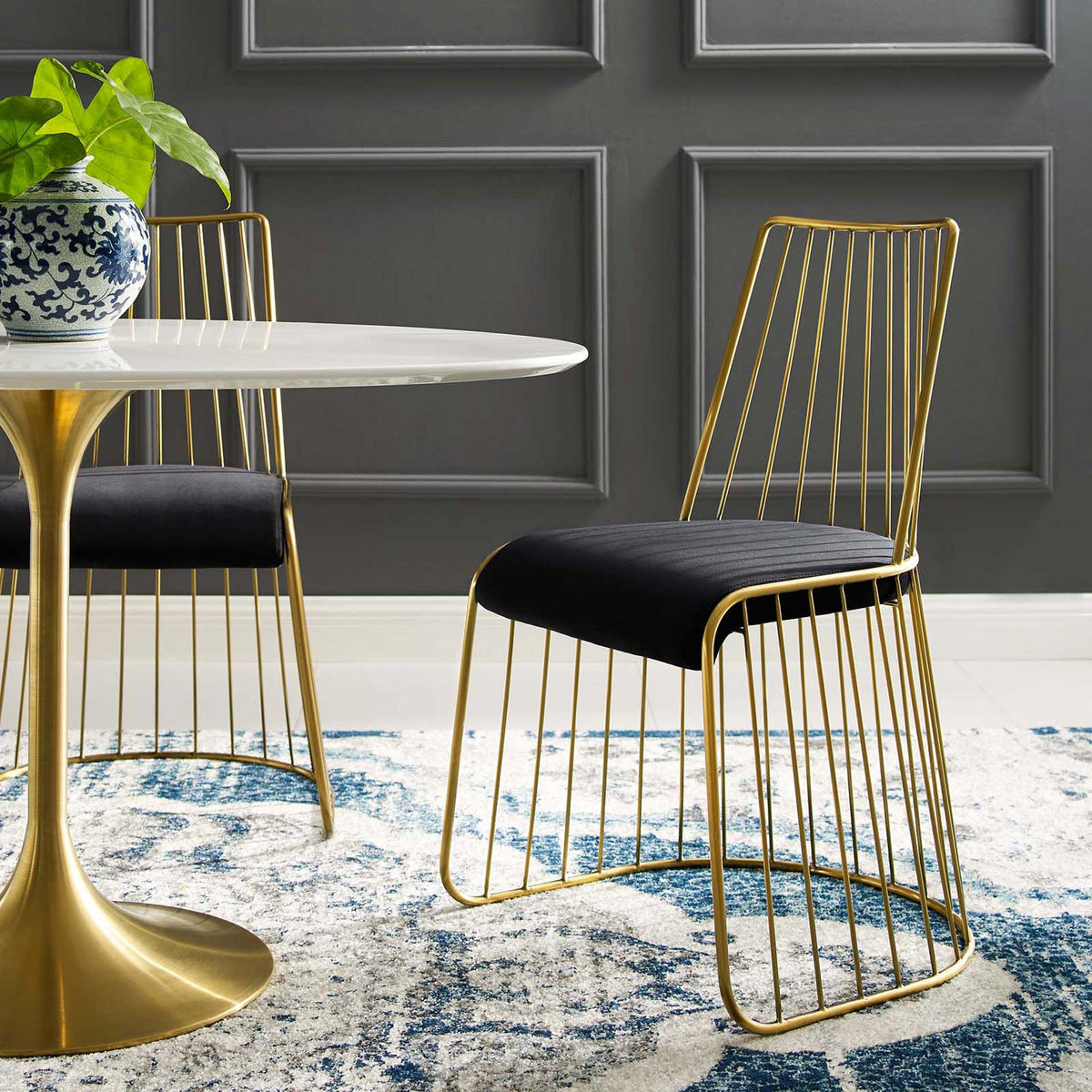 Ruth Velvet Dining Chair Gold/Black
