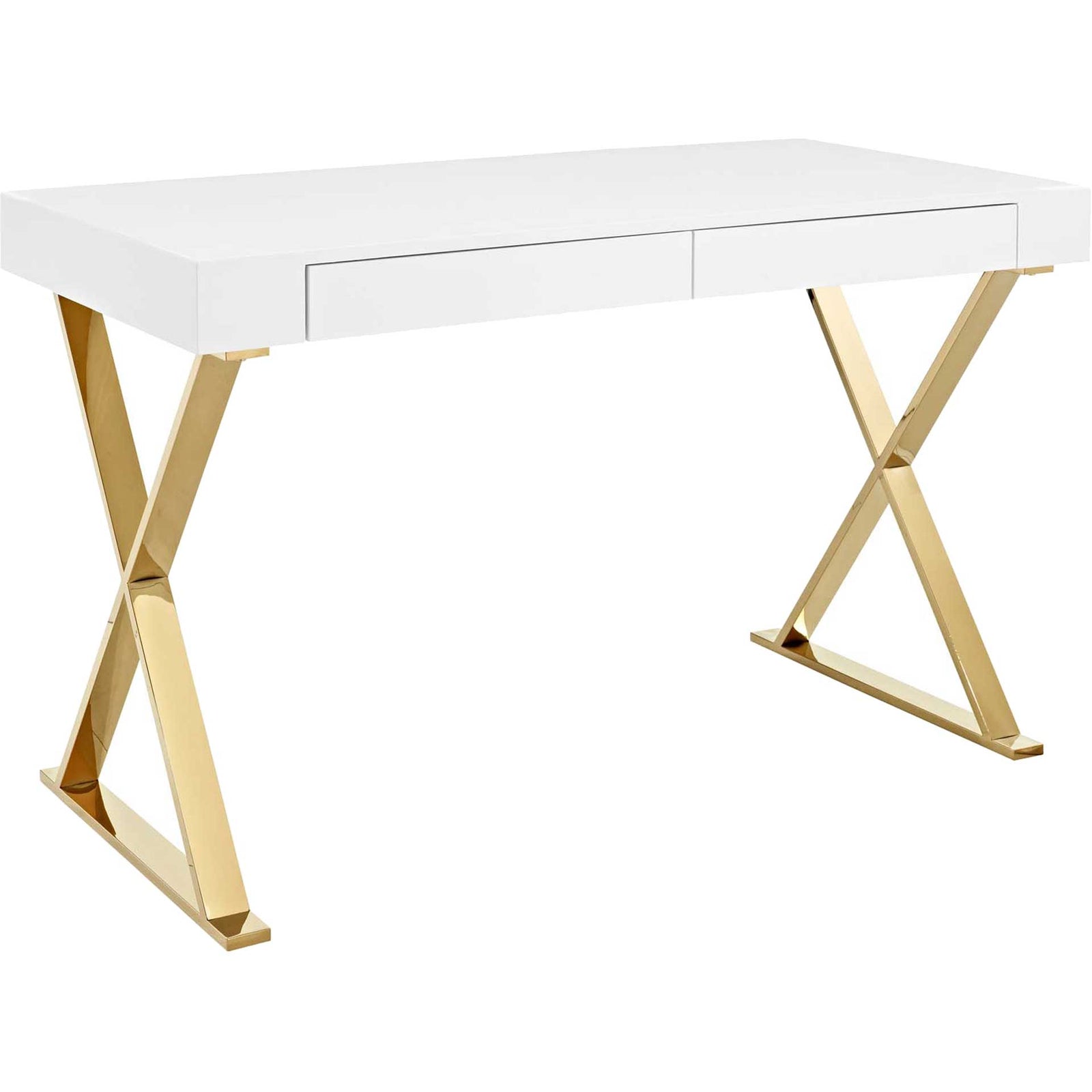 Section Office Desk White/Gold