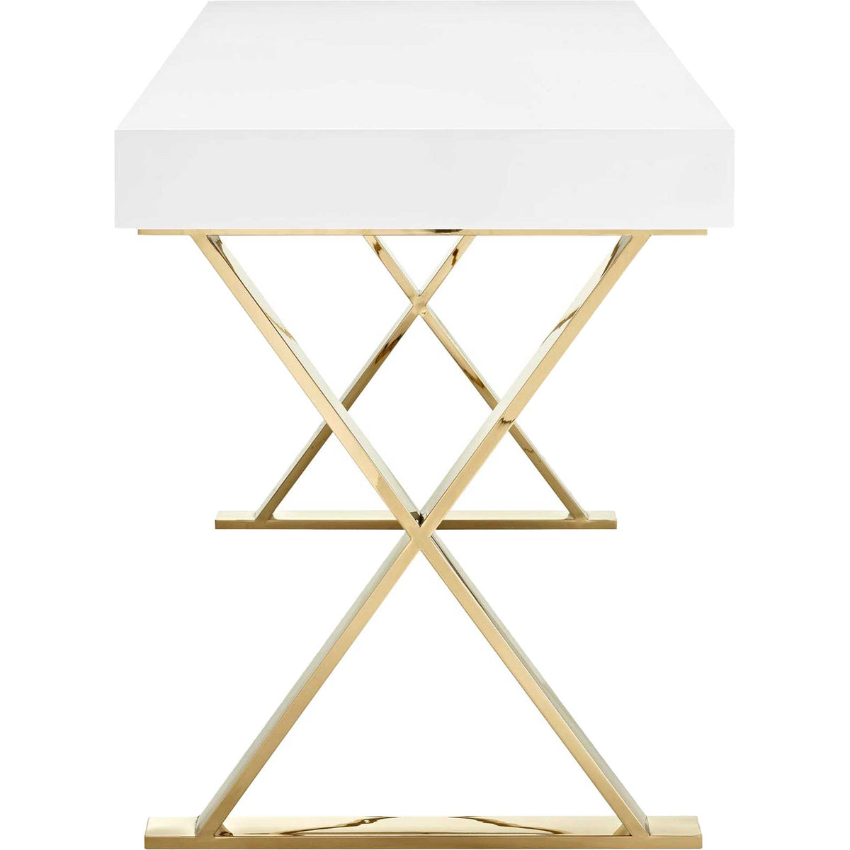 Section Office Desk White/Gold