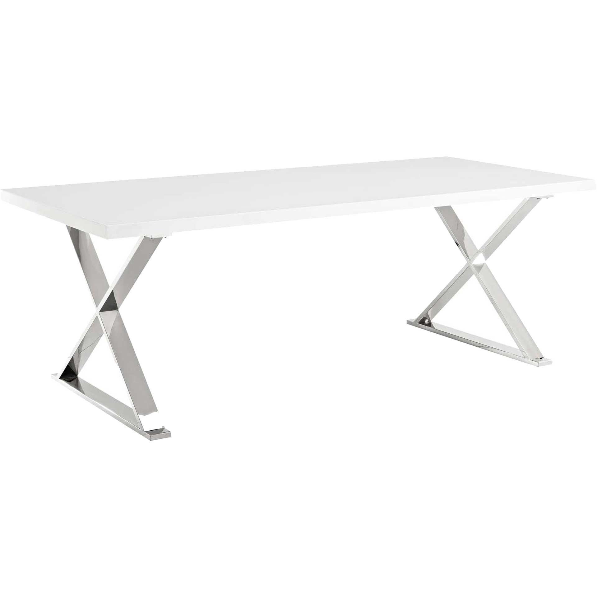 Section Dining Table White Silver