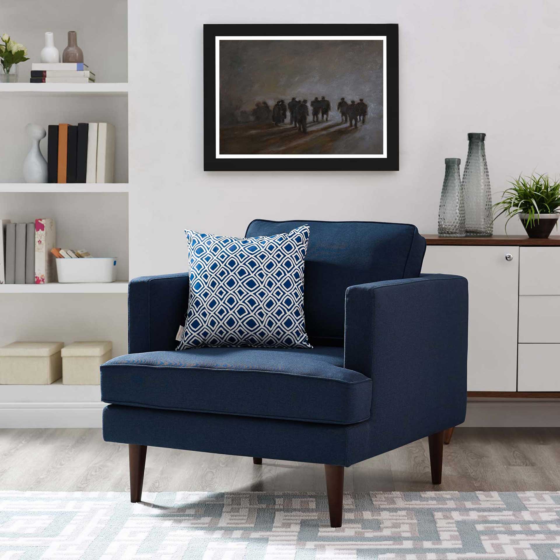 Aisley Upholstered Fabric Armchair Blue