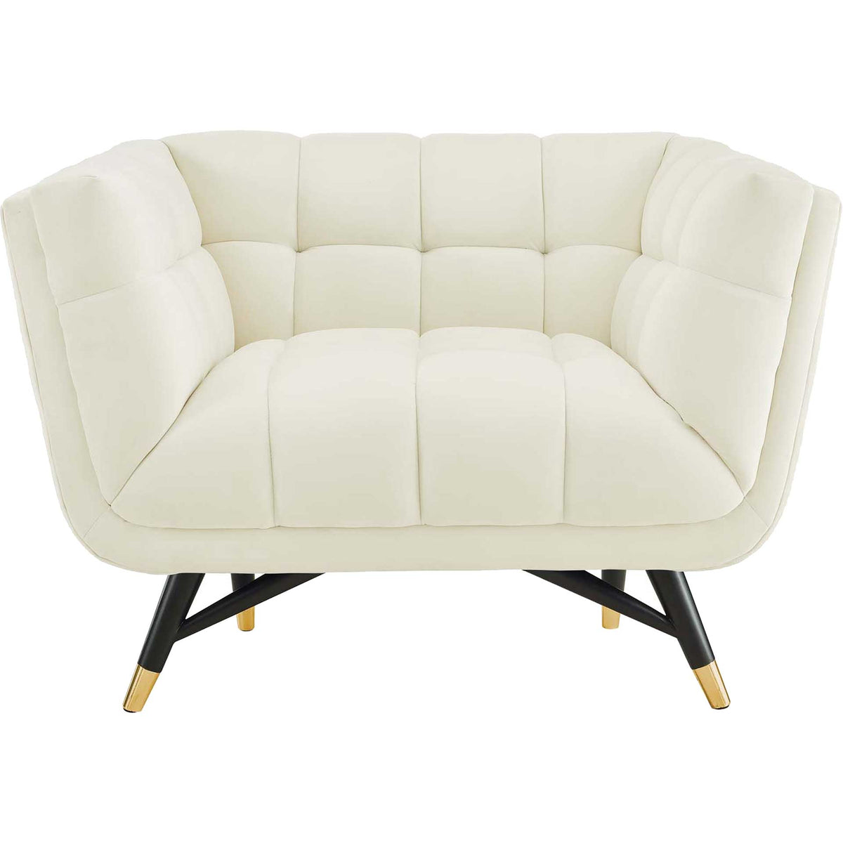 Adrianna Upholstered Velvet Armchair Ivory