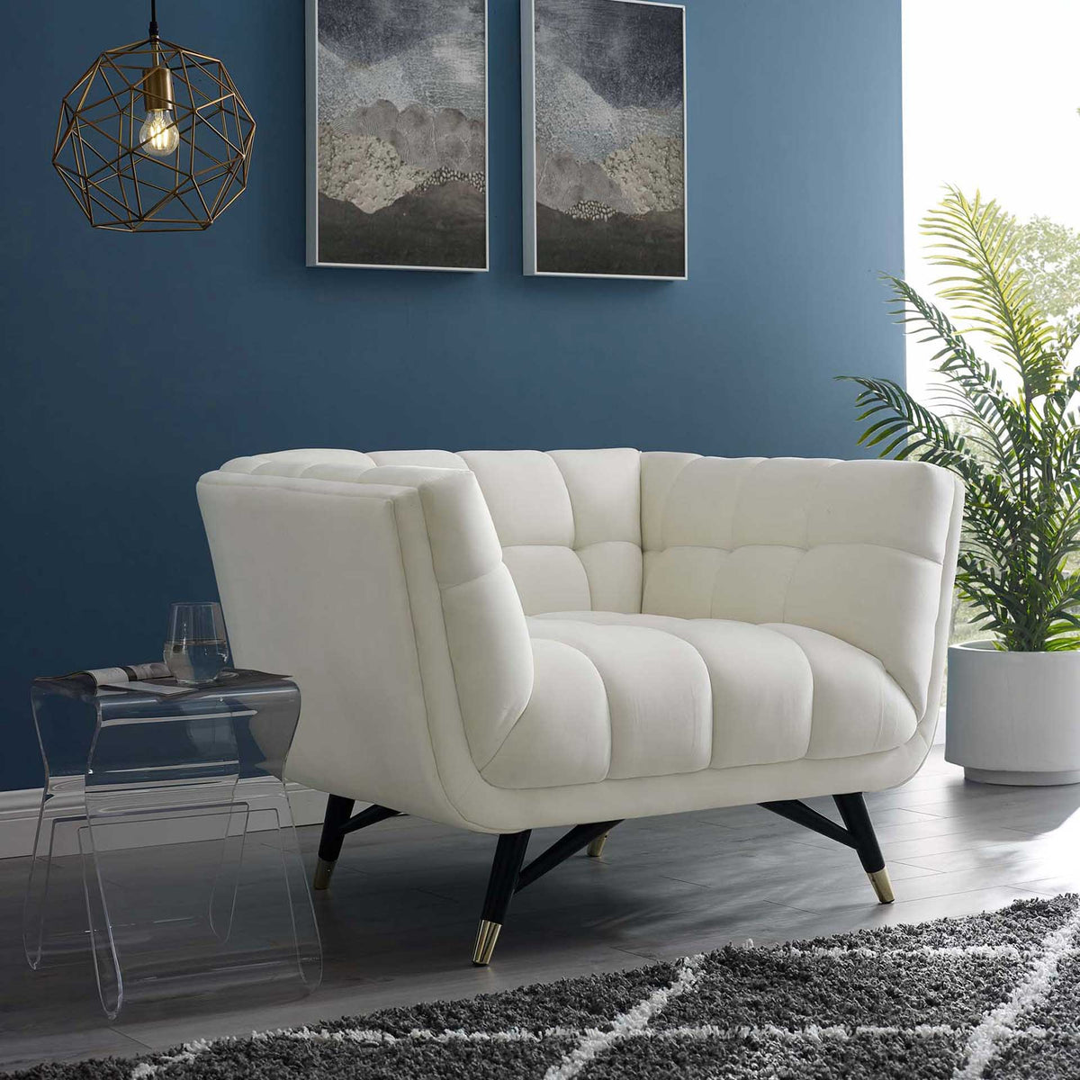 Adrianna Upholstered Velvet Armchair Ivory