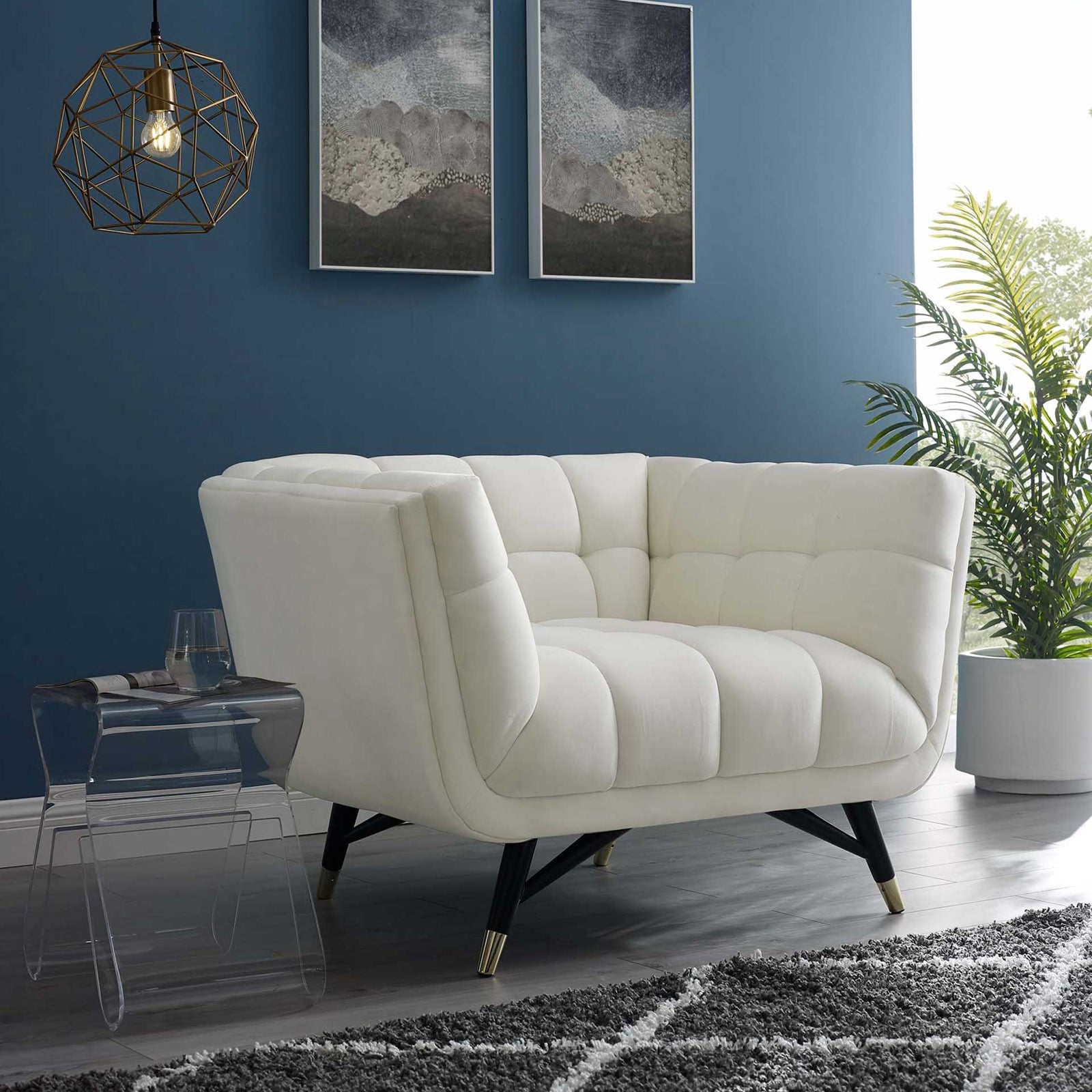 Adrianna Upholstered Velvet Armchair Ivory