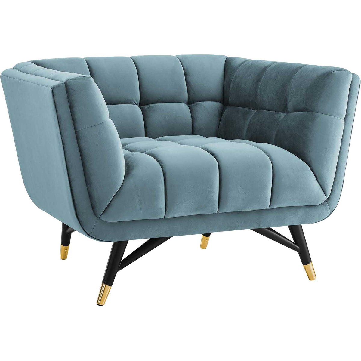 Adrianna Upholstered Velvet Armchair Sea Blue