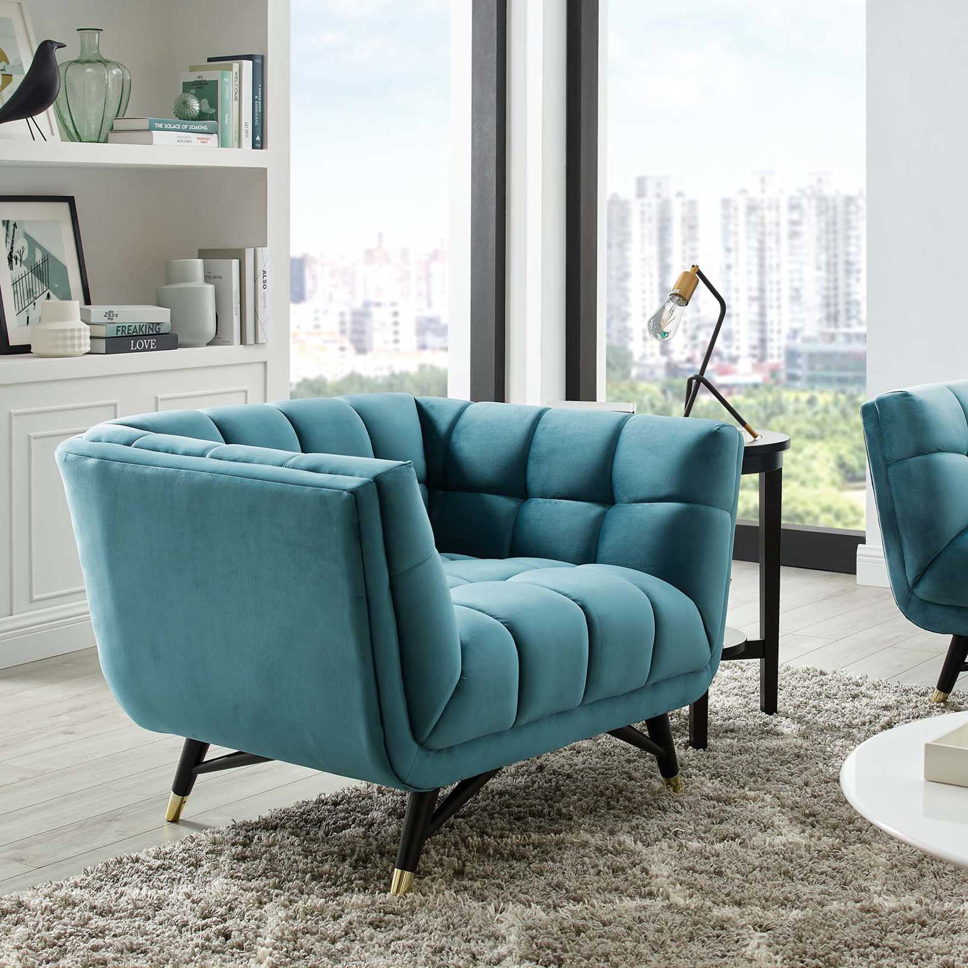 Modern velvet online armchair